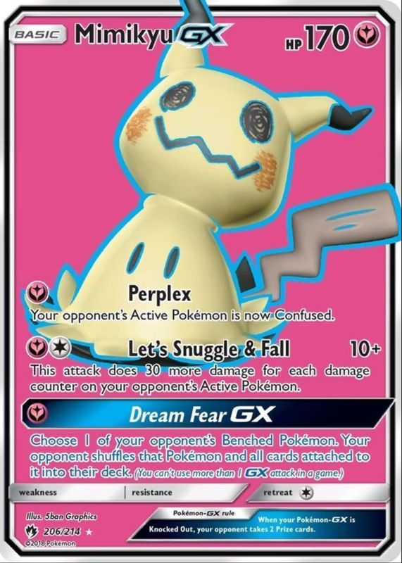 Mimikyu GX 2018 Sun & Moon: Lost Thunder #206/214 Holo (Full Art